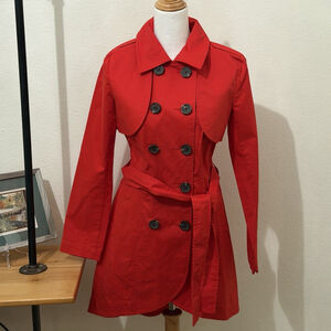 Cabi Convertible Trench Coat Vest Bolero Poppy Red 3 In 1 Belted Womens Size 4